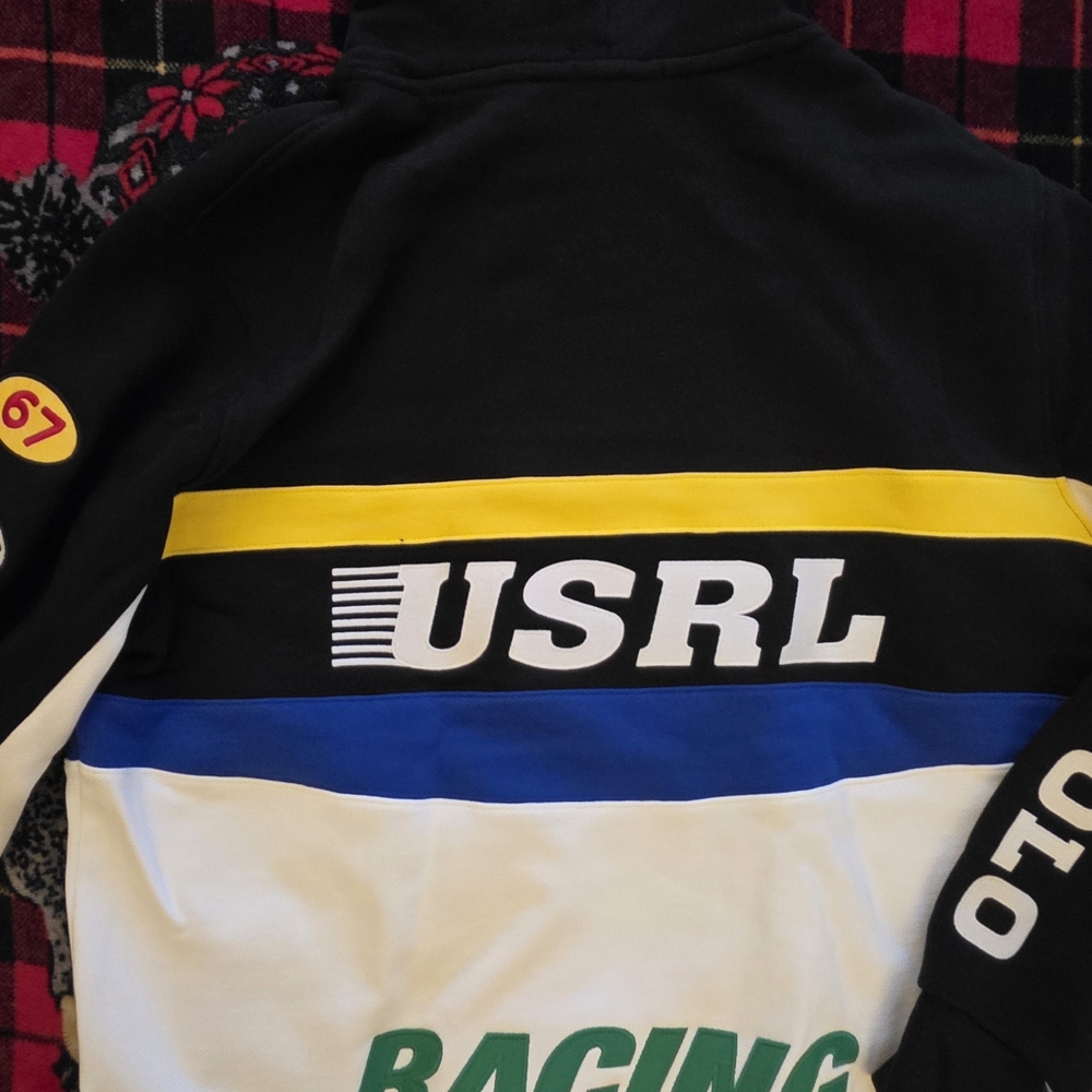 Ralph Lauren Men's Black, Blue, and White USRL Hoodie - Picture 2 of 5